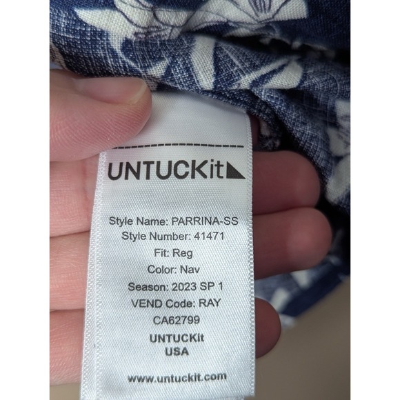UNTUCKit Parrina SS Shirt 3xL Blue Linen Floral Button Up 2023 - Picture 9 of 16